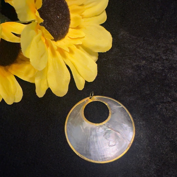 Capiz Shell Pendant with Gold Plated Overlay - Picture 1 of 3